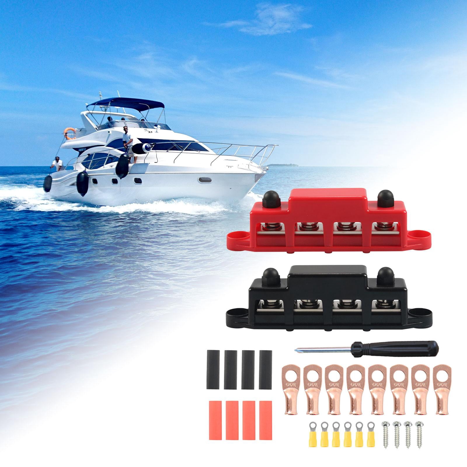 funtasica 2x Generic 4 Ways Wiring Row Busbar Terminal Block ,300A RV ,Modification ,Accessories ,Junction Block for Solar Wiring ,Car