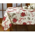 thumbnail image 2 of Violet Linen European Christmas Poinsettia Bows and Ribbons Pattern, Polyester Woven Printed Fabric, Multi, 60 Inch Round, Seats 4 to 6 people, Tablecloths, 2 of 3
