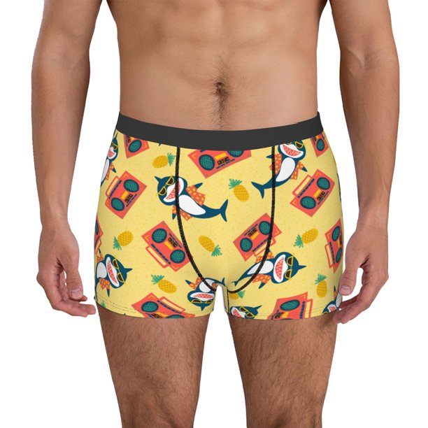 Balery Pineapples Sharks In Hawaiian Calzoncillos bóxer para hombre, ropa interior de algodón suave y transpirable con cinturilla de nailon-XX-Large