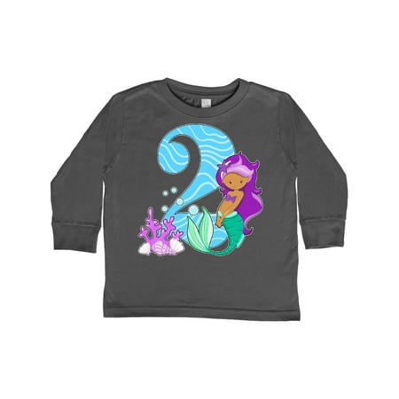 

Inktastic Second Birthday Mermaid Gift Toddler Toddler Girl Long Sleeve T-Shirt