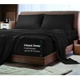 thumbnail image 5 of Royale Linen Bamboo Viscose Fitted Sheet Full Only Cooling Full Size Fitted Sheets Deep Pocket Up to 16" Organic Viscose Derived from Bamboo - Breathable & Silky Bottom Sheet (54x75 Inch, Black), 5 of 9