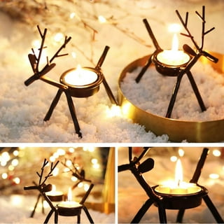 Reindeer Tea Light Holders - Set of 6 Holiday Home Candle Decorations