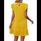 thumbnail image 3 of Vestidos de Verano para Mujer, Cuello Redondo, Corta, Dobladillo con Volantes, Informal, Minivestido Amarillo XL, 3 of 7