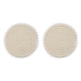thumbnail image 1 of 2Pcs Manteles Individuales Redondos Trenzados, 5.3" Manteles Individuales con Borde Floral Tejido para Decoración de Cocina (Beige), 1 of 7