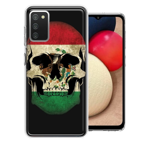 MUNDAZE Samsung Galaxy A03S Mexico Flag Skull Double Layer Phone Case Cover