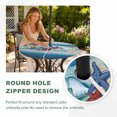 thumbnail image 4 of Round Outdoor Tablecloth with Umbrella Hole and Zipper, Blue Starfish Beach Tablecloth with Elastic Waterproof, Summer Conch Coral Coastal Wood Grain Patio Table Covers for 36" - 44" Pool Tables, 4 of 9