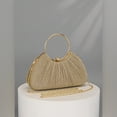 thumbnail image 5 of REMANLAND Women's Satin Pleated Fan Shape Evening Clutch Purse, Gold, 5 of 9