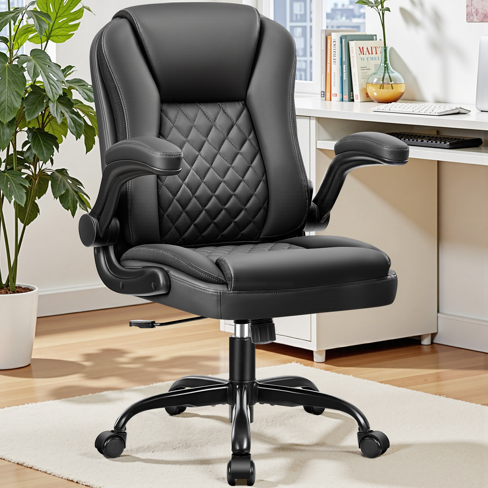 ATHOPE Ergonomic Office Chair, High-Back Executive, Black Leather photo 7