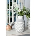 thumbnail image 2 of DecMode 13" White Ceramic Vase with Diamond Pattern, 2 of 7