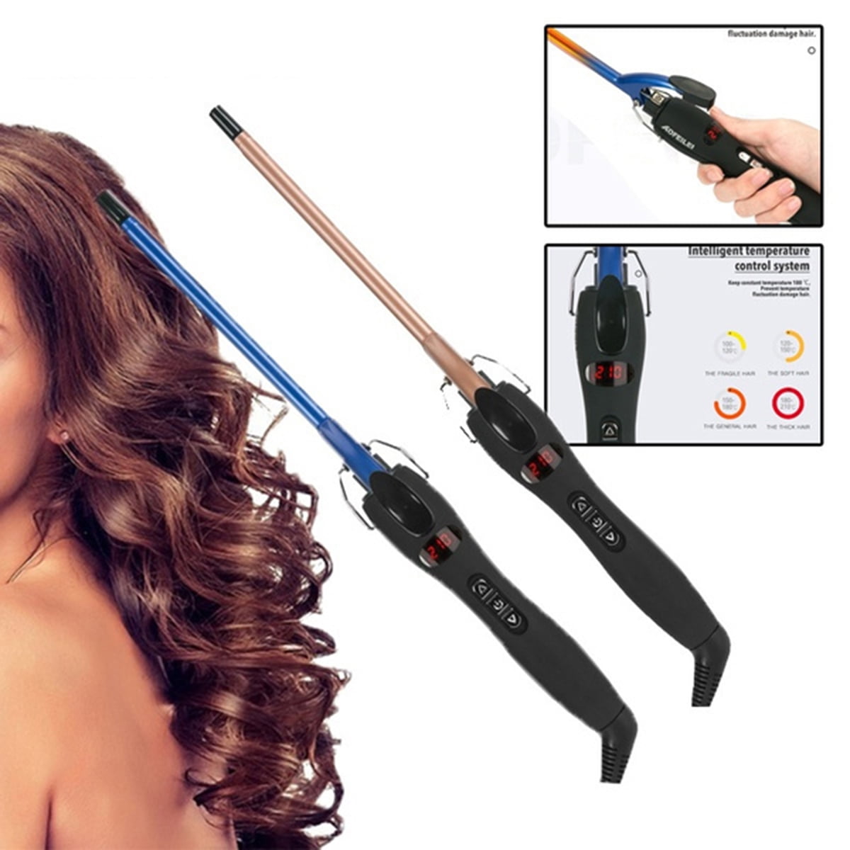 Small Curling Iron Thin Curling Wand for Short Hair, 9mm Long Barrel  Ceramic Hair Curling Iron 
