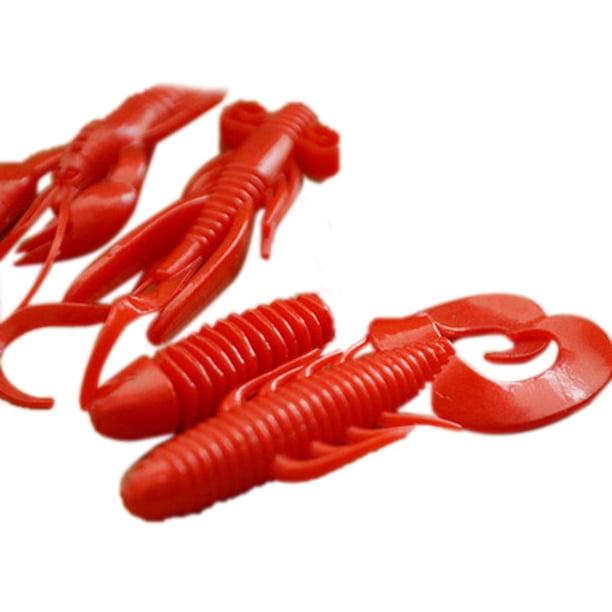 Yuarrent 4 Uds. De cebos biónicos de pescado suave, señuelos de pescado de camarón con gusano de silicona, señuelos en 4 colores Pescar Rojo Yuarrent DJ0330-03