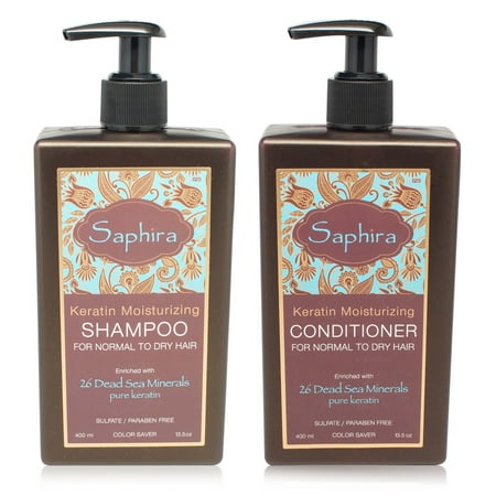 Saphira Hair Care Keratin Moisturizing Shampoo and Conditioner 13.5 oz. Combo Pack