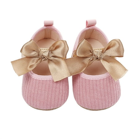 Image of Binpure Newborn Princess Bowknot Shoes Infant Hollow Out Prewalker with Loop