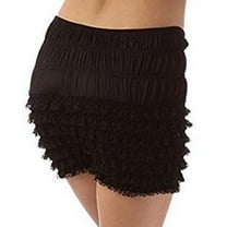 SWSMCLT Women's Frilly Booty Shorts Summer Underwear Ruffle Halloween Shorts Bloomers Outfit Ruffled Tiered Dance Elastic Waist Black Small