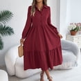 thumbnail image 2 of Women's Casual Long Sleeve Shirt Dress With Lapel Collar And Ruffles For Daily Wear Travel Party Fall Winter Outfit, 2 of 2