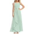 thumbnail image 1 of Ashirexll Robe Formelle pour Filles Polyester Spandex Chiffon Couleur Unie Sans Manches à Bretelles Spaghetti Vert 3-4 Ans, 1 of 4
