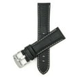 thumbnail image 1 of 24mm Mens' Alligator Style Leather Watch Strap Band, White Stitching, Stainless Steel Buckle, 1 of 7