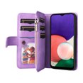 thumbnail image 3 of Multifunctional Case for Samsung A22 5G,[RFID Blocking] 9 Credit Cards Holder with Wrist Strap, Premium PU Leather Zipper Wallet Purse Magnetic Flip Phone Cover for Samsung Galaxy A22 5G, Purple, 3 of 12