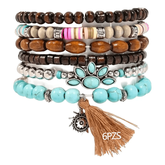 6 Piezas Pulsera Para Hombre De Cuero Joyeria Dama Regalos Xtellar multicolor