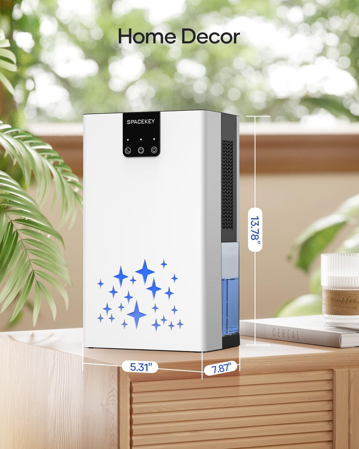 Dehumidifier, 95 OZ Water Tank Dehumidifiers for Home, 1000 sq. ft. Dehumidifier Basement Bathroom Bedroom with Auto Shut Off, 7 Colors LED Light, Quiet Sleep Mode, White
