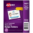 thumbnail image 1 of "Secure Top Heavy-Duty Badge Holders, Horizontal, 4w X 3h, Clear, 25/pack | Bundle of 5 Packs", 1 of 4