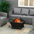 thumbnail image 6 of Outsunny 26 Inch Outdoor Fire Pits, Bonfire Wood Burning Firepit Bowl, Camping Fire Pit with Spark Screen Cover, Poker for Patio, or Backyard, Black, 6 of 9