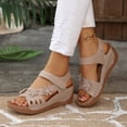 thumbnail image 6 of Viluyesy Womens Wedge Sandals, Open Toe Wide Width Floral Ankle Strap Comofortable Summer Walking Shoes Beige US6, 6 of 9