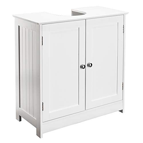 Bonnlo Pedestal Under Sink Storage Bathroom Vanity with 2 Doors Traditional Bathroom Cabinet Space Saver Organizer 23 5/8" x 11 7/16" x 23 5/8" (L x W x H) White (Pedestal Sink)