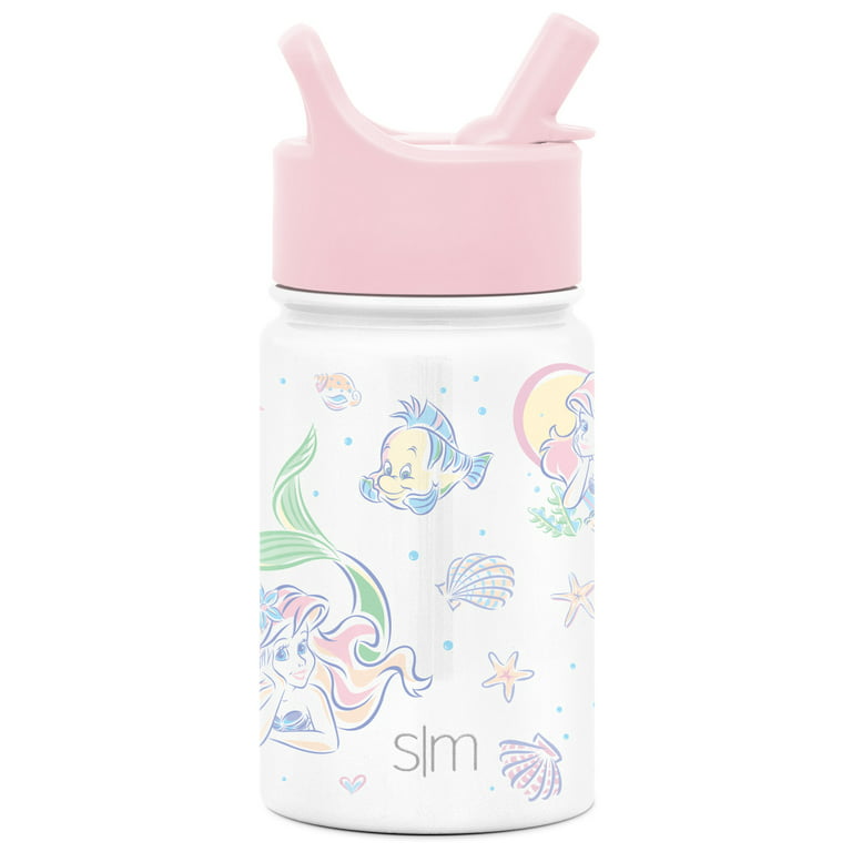 Simple Modern 14 oz. Disney Summit Kids Water Bottle Thermos with Straw Lid  - Dishwasher Safe Vacuum Insulated Double Wall Tumbler Travel Cup 18/8  Stainless Steel - Mickey: Floral on Cream 