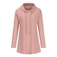 thumbnail image 4 of AKOEE Cable Knit Sweater Hoodie Dress Comfy Long Sleeve Drawstring Lightweight Hooded Pullover Short Dress S-2XL (Small, Pink), 4 of 6
