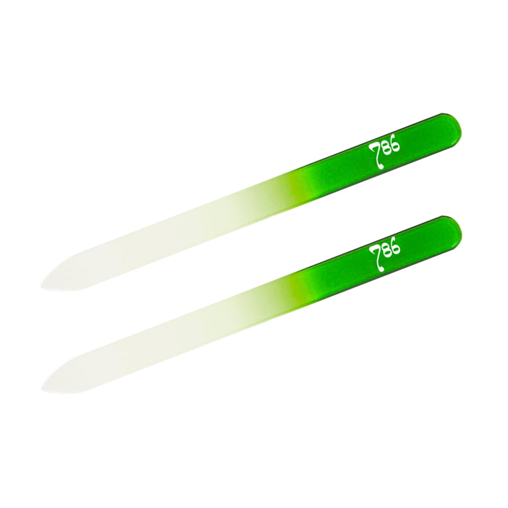 786 Cosmetics Green Nail Files - 2 Piece Crystal Glass Nail Files Set