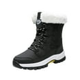 thumbnail image 4 of Waterproof Winter Snow Boots for Women Fleece Lined Warm Lace up Mid Calf Trekking Hiking Booties, 4 of 6
