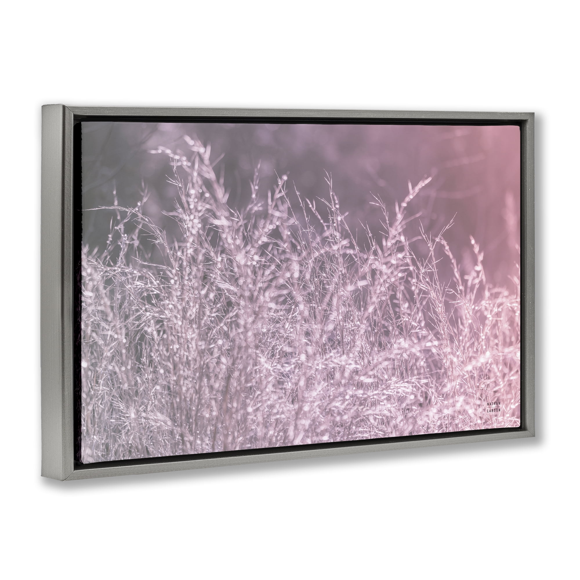Stupell Industries Pink Morning Gentle Meadow Gray Framed Floater Canvas Wall Art, design by Nathan Larson