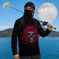 thumbnail image 3 of SEANATIVE Fishing Hoodie with Mesh Mask for Men Sun Protection Full Face Neck Coverage Breathable Comfortable Performance Fishing Shirt Rash Guard, L, Skull Rose Black, 3 of 7