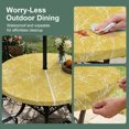 thumbnail image 5 of Round Outdoor Tablecloth with Umbrella Hole and Zipper, Yellow Botanical Tablecloth with Elastic Waterproof, Vintage Floral Plants Branch Patio Table Covers for 45" - 54" Picnic Pool Tables, 5 of 9