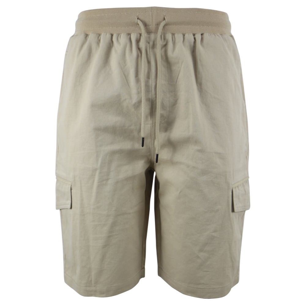 Men's Soft 100 Cotton Twill Cargo Shorts Elastic Waist