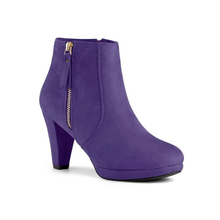

Allegra K Women s Side Zip Low Platform Block Heel Ankle Booties
