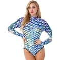 thumbnail image 5 of renvena Women's Long Sleeve Rash Guard Mermaid Print Zipper Surfing Suit Swimsuit Wetsuit Bodysuit, 5 of 7