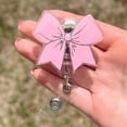 thumbnail image 6 of Pink Bow Badge Reel for ID Card Badge,Retractable Badge Holder Alligator Clip Accessories for Nurse,Medical Worker,Nursing Student,Teacher, 6 of 7