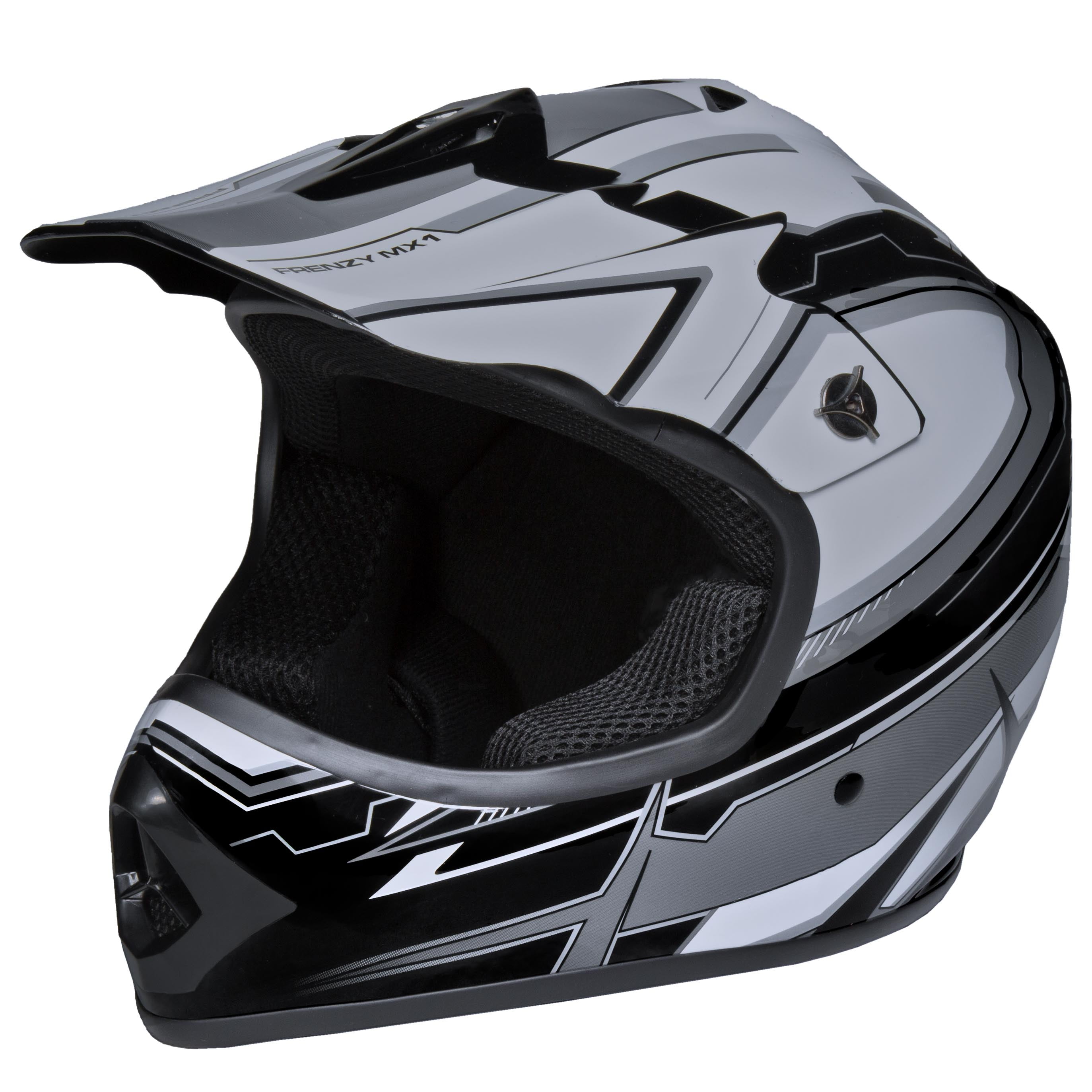 Youth Frenzy MX ATV off-road Helmet DOT Approved, Black/Grey, Youth Large