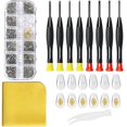 thumbnail image 1 of Kit de Reparación de Gafas con Tornillos de Gafas - Contiene Kit de Destornilladores de Precisión Magnéticos y Almohadillas Nasales, Paño de Limpieza, Pinzas, Kit Completo de Reparación de Gafas., 1 of 3