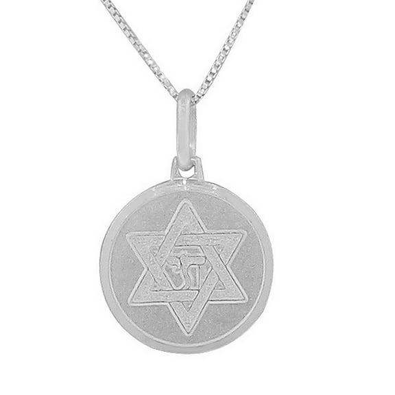 925 Sterling Silver Jewish Star of David Chai Unisex Pendant Necklace with Chain