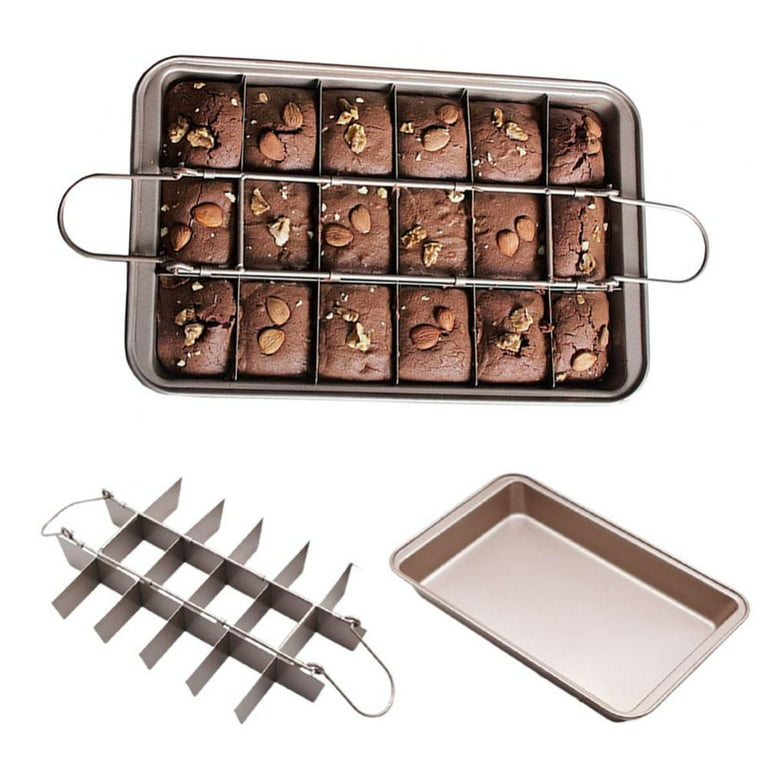 Nonstick Brownie Baking Pans with Divider and Handle,Bread Cutter  Container,DIY Cake Molds Frendly for Beginner