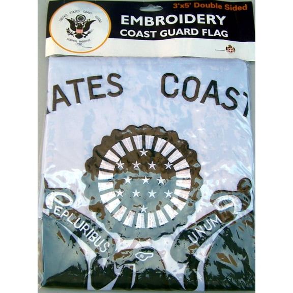 USCG US Coast Guard Flag - 3x5 ft - DOUBLE SIDED - Embroidered - FREE Shipping