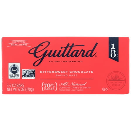 Guittard Bittersweet Chocolate Gourmet Baking Bars, 70% Cacao, Three 2 Oz. Bars