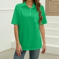 thumbnail image 5 of WTOBBY Women's Modern Button-Down Shirt with Chest Pocket, Casual Short Sleeve Solid Color Blouse for Business Casual Attire,Green L, 5 of 5