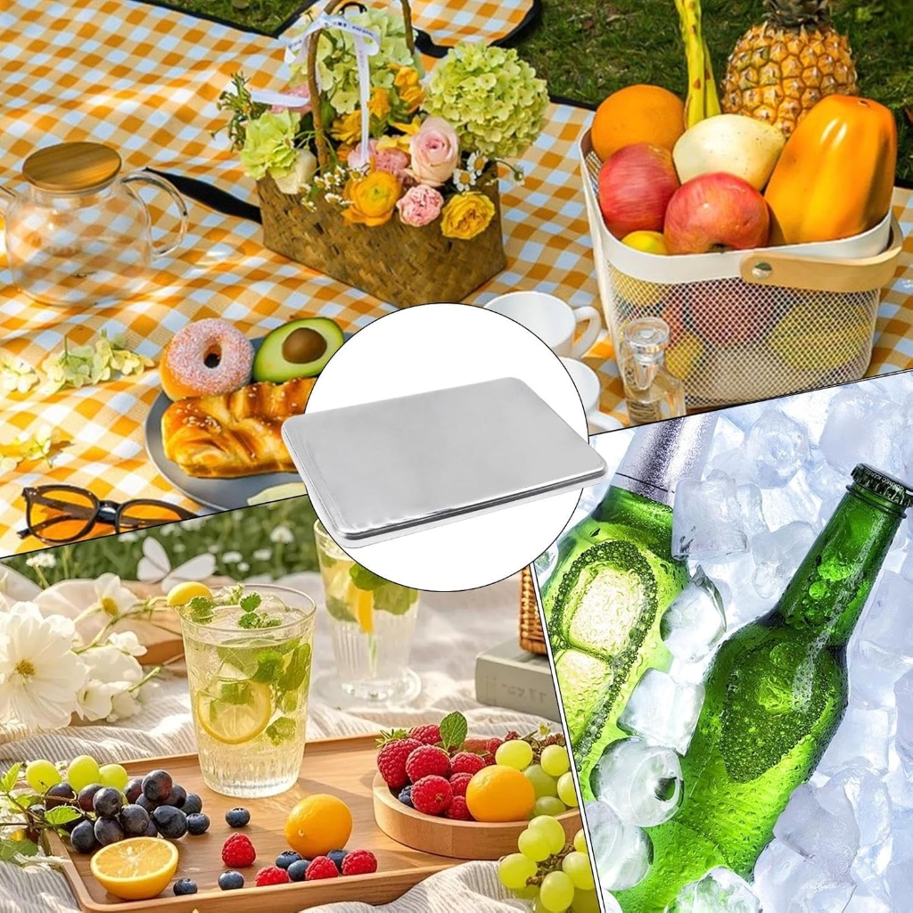Geemin Ice Packs for Lunch Boxes Reusable Stainless Steel Ice Packs for Coolers, Camping, and Picnic Baskets Metal lunch box Ice Packs Keep Food and Drinks Fresh and Cool
