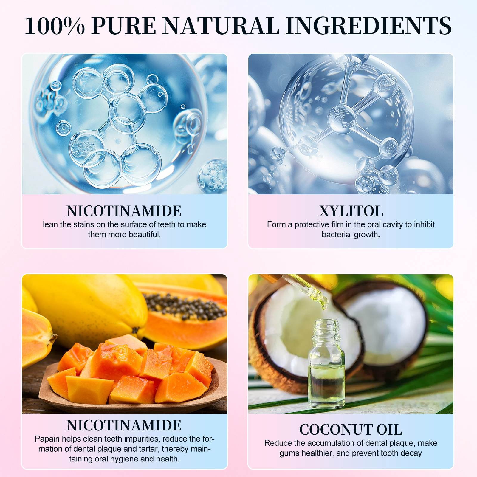 3 Pack Niacinamide Toothpaste, Whitens Teeth, Long-Lasting Freshness, 3.8 OZ