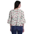 thumbnail image 2 of Moomaya Round Neck Women Bell Sleeve Shirt Printed Cotton Crop Tops Casual Top, 2 of 5