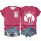 thumbnail image 1 of Camisetas de Manga Corta para Mujeres Beisbol Amor Doble Cara Impresión Cuello Redondo Camiseta, Top de Verano Casual, 1 of 3